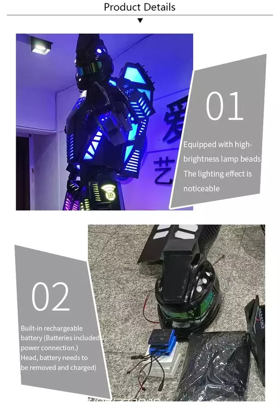 Disfraz de Robot de baile Led para adultos, traje de Robot luminoso de alta calidad con zancos RGB, andador, club nocturno