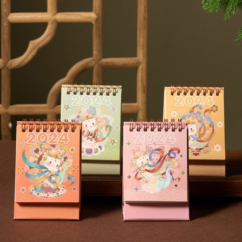 Calendario de dibujos animados del Año del Dragón, lindo manual, Plan de estudiante, adorno de escritorio, decoración, 2024