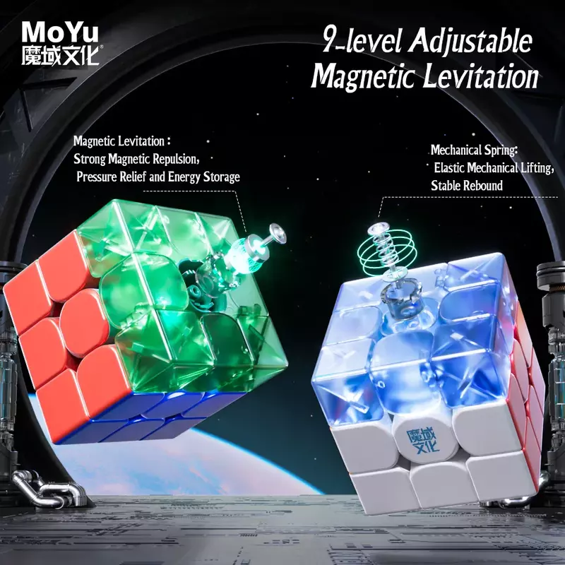 MoYu Weilong Maglev Magnético Cubo Puzzle, Cubo de Velocidade Profissional, WRM V9, Núcleo 3x3x3, 2023