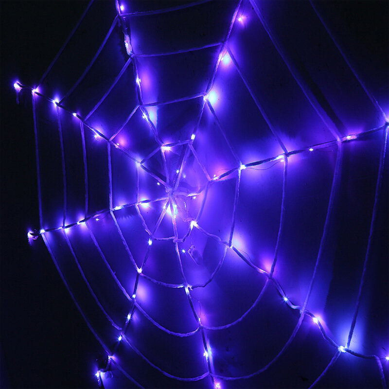 Lampu LED jaring laba-laba Halloween, lampu Led praktis Retro untuk ornamen gantung rumah ruang tamu