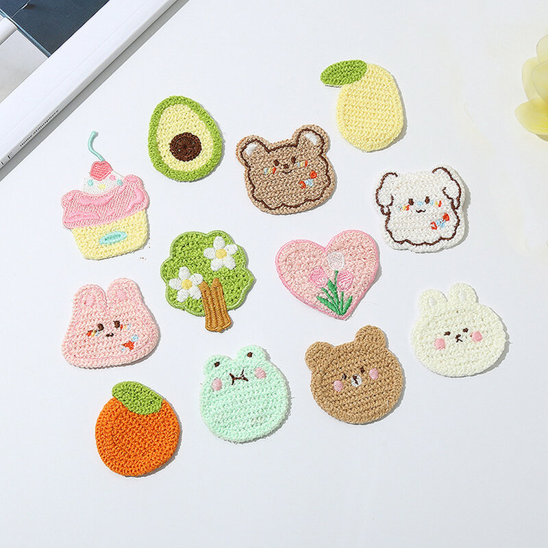 5PCS Cute Frog Animal Fruit Embroidery Stickers Children's Clothes Decoration Iron Patch Stickers Sewing Clothing On Patches