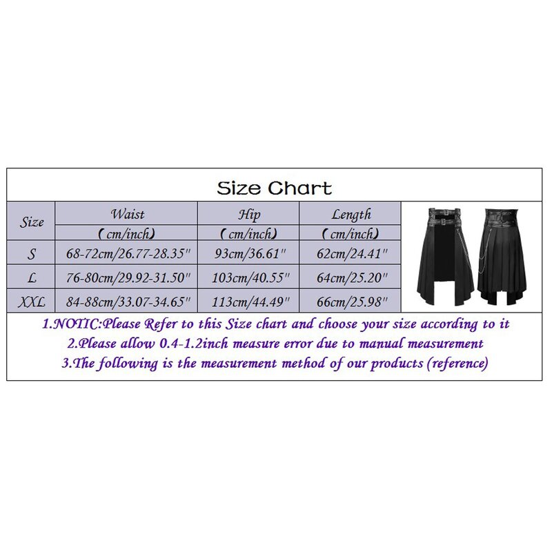 Men's Medieval Retro Cosplay Punk Maxi Skirt Gothic Style Sexy Fashionable Chain Matching Half Bodies Pleated Skirts For Male
