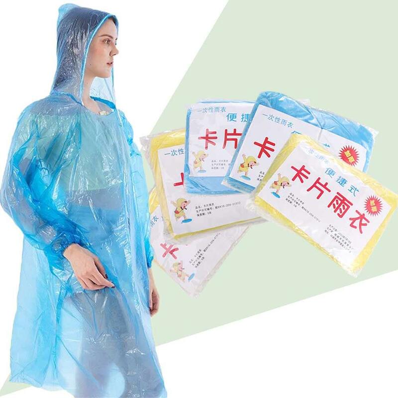 5PCS Waterproof Mini Card Raincoat Compression Disposable Hooded Rain Cape Convenient Portable Portable Disposable Raincoat