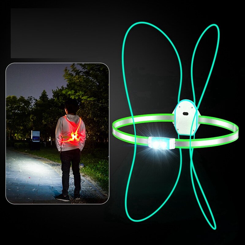 Night Running Light Reflective Vest LED Chest Lamp USB Charge Camping Fishing Cycling Vest Light