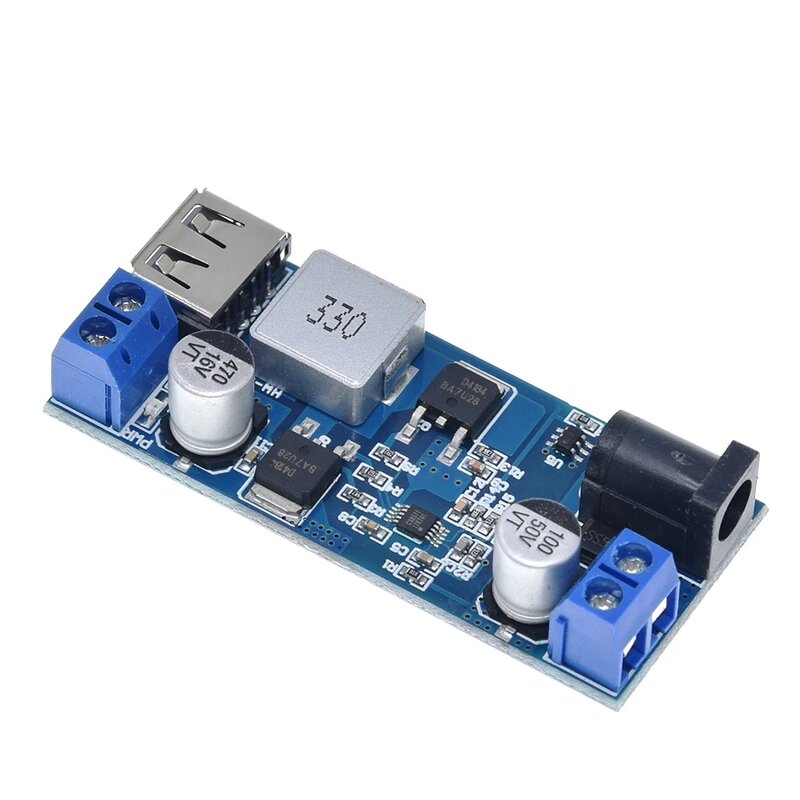 DC-DC-fuente de alimentación reductor, convertidor reductor, reemplaza LM2596S, módulo de carga reductor USB ajustable para teléfono, 24V/12V a 5V, 5A