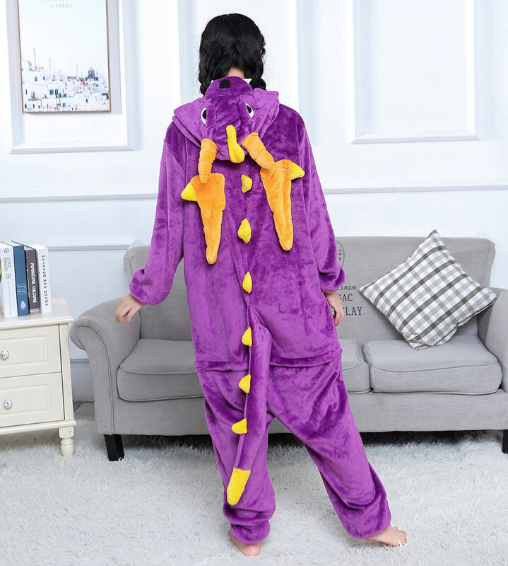 Adults Kigurumi Onesies Dragon Women Pajamas Set Unisex Men Onepiece Jumpsuit Cartoon Homewear Halloween Party Cosplay Costume