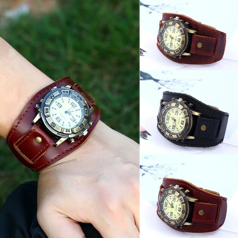 Jam tangan Quartz bisnis modis, jam tangan gelang kulit imitasi Quartz untuk rumah