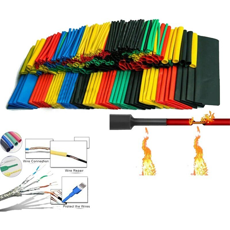 Assorted Heat Shrink Tube Kit, isolamento Sleeving, Polyolefin Shrinking Tubing, cabo de fio, 164Pcs, Set