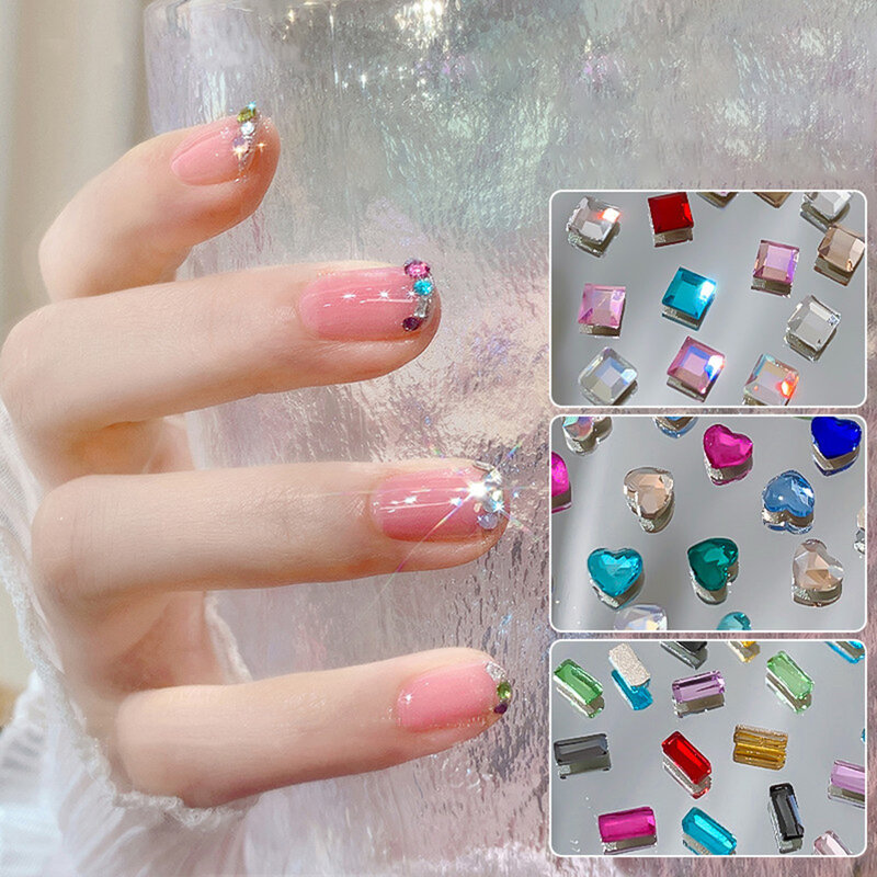 Cristal mixto AB para decoración de uñas, diamantes de imitación para manicura 3D, 100 unidades