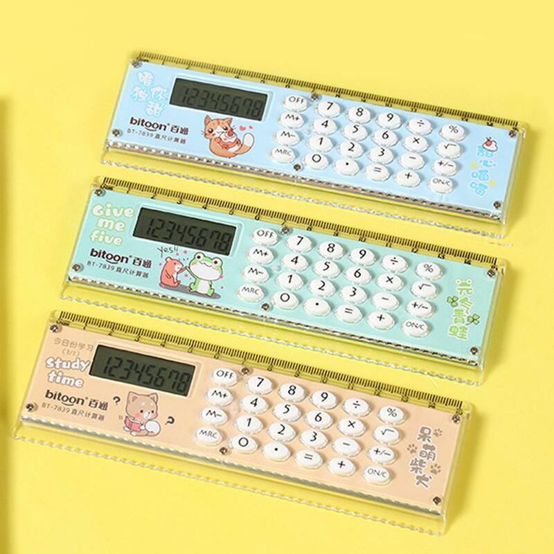 Cartoon Calculator Ruler Multifunctional Math Measuring Magnifier Supplies Transparent with Rulers School Student Office Ru C0N2