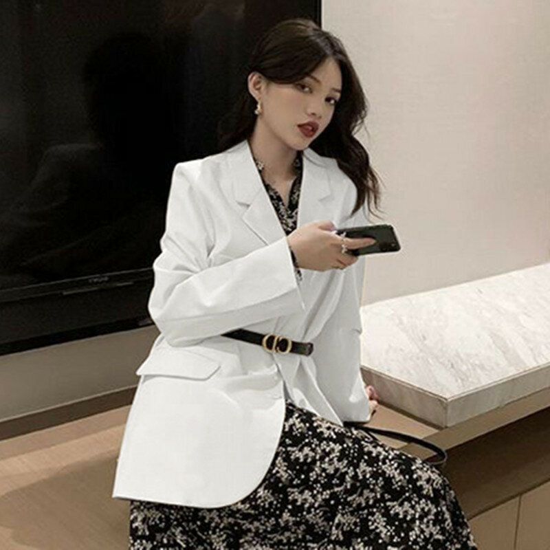 Dayifun Solid Suits Jassen Vrouwen Herfst 2023 Nieuwe Mode Stijl Britse Stijl Blazers Kraag Jas Koreaanse Lange Mouw Top Lady Blazer