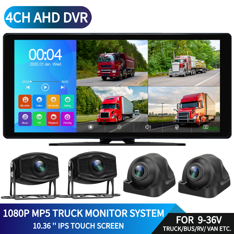 10. 36-calowy ekran dotykowy IPS Monitor samochodowy 4CH kamera monitorująca AHD 1080P kolorowy system kamer nocnych wideorejestrator parkowania pojazdów