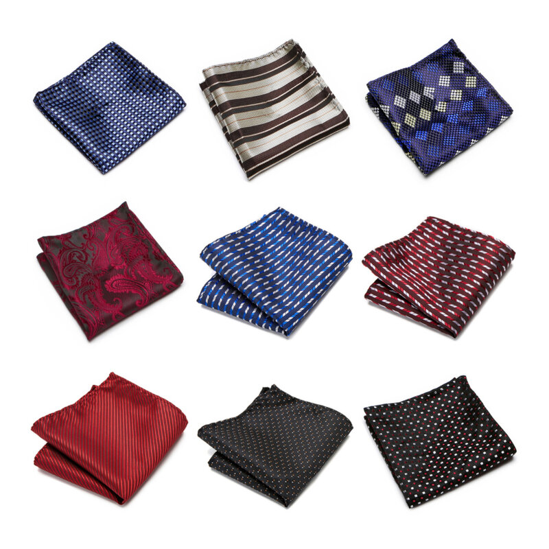Pocket Square Handkerchief Brand Factory Sale Fashion Silk Kerchief Man's Shirt Accessories Striped Dark Red Father's Day