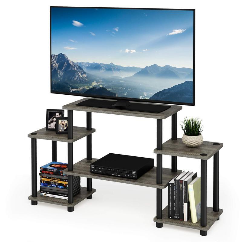 Furinno Turn-N-Tube No Tools Entertainment Center, French Oak/Black