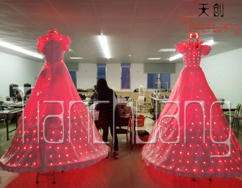 Robot LED Costume Luminous Costumes Glowing Stilts Clothes LED Clothing Talent Show Dancing Men's Suits Ballroom Dance Dress