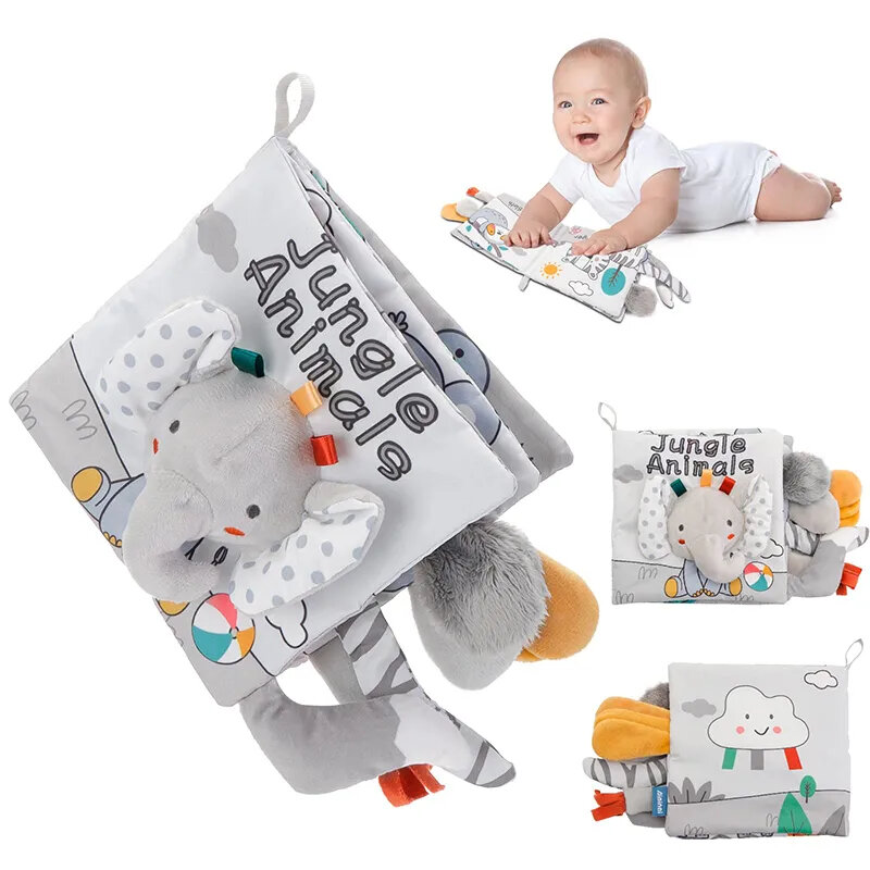 Parent-Child Interaction Puzzle Fabric Books 0-12 Months Ring Paper Baby Early Learning Cloth Book Develop Cognize Reading Toys
