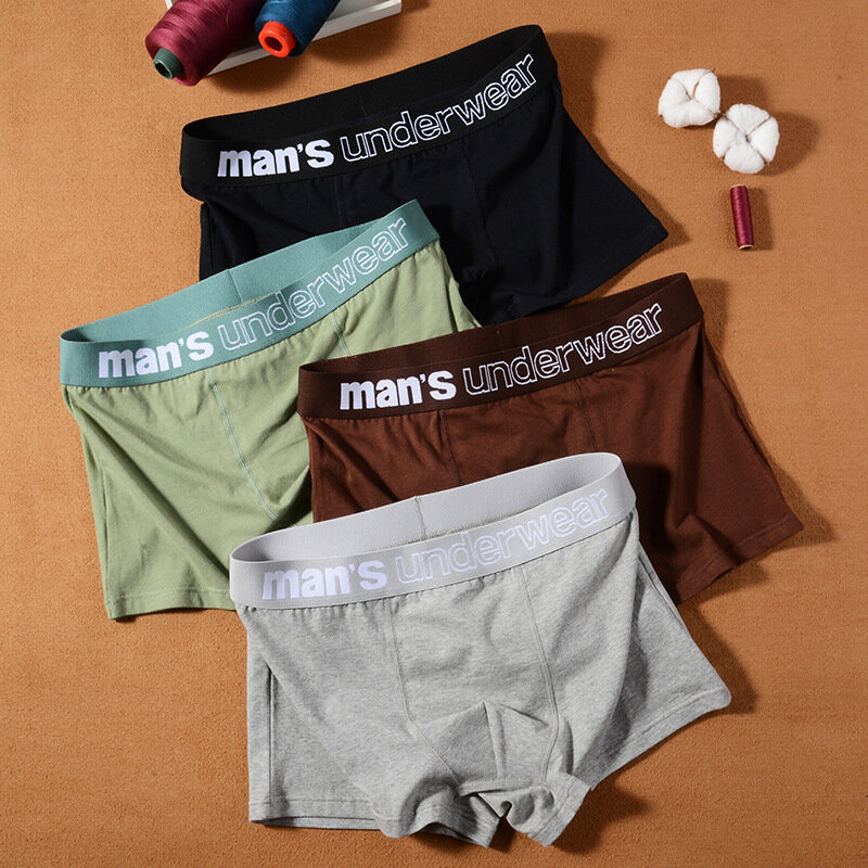 Men Boxers Shorts Underpants Men's Cotton Solid Colour Pants   Comfortable Sexy Breathable Fashion Boys Panties Underwear S-XL