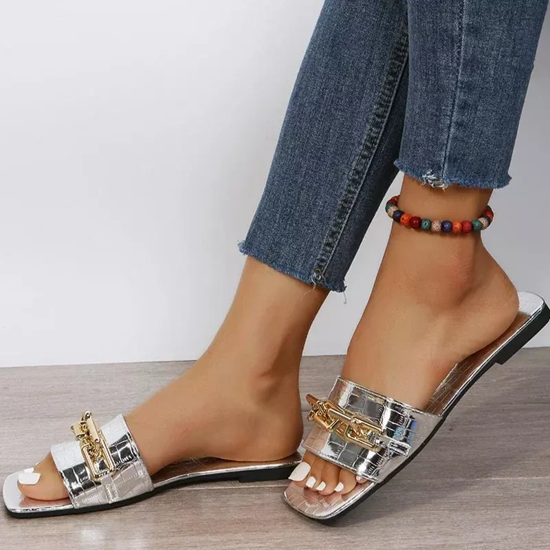 Pantofole a catena da donna sandali estivi scarpe Casual 2023 moda nuova Slingback infradito da passeggio scarpe da spiaggia Dress Slides