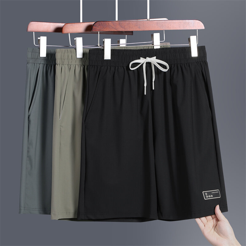 Calção preta minimalista masculina, elástico na cintura, calça casual, Yundong, Basquete, Exterior, Natação, Secagem rápida, Legal, Verão