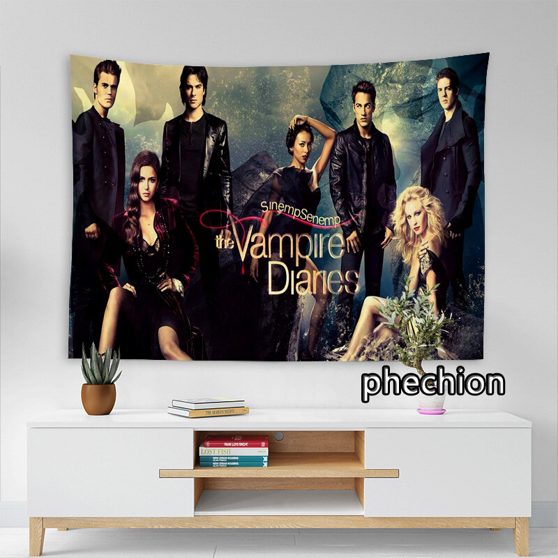 phechion New Fashion The Vampire Diaries 3D Print Tapestries Creative Wall Hanging Tablecloth Mural Background Cloth K08