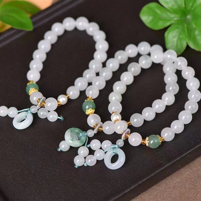 8mm perline Tianshan giada catena a mano pietra naturale braccialetto elastico squisito bracciali con pietre preziose da donna gioielli Charms gioielli