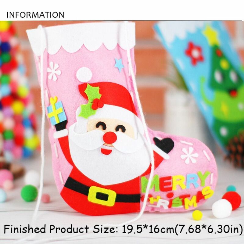 Kain tidak ditenun DIY stoking Natal Santa Claus manusia salju dapat digantung kaus kaki Natal buatan tangan dekorasi rumah