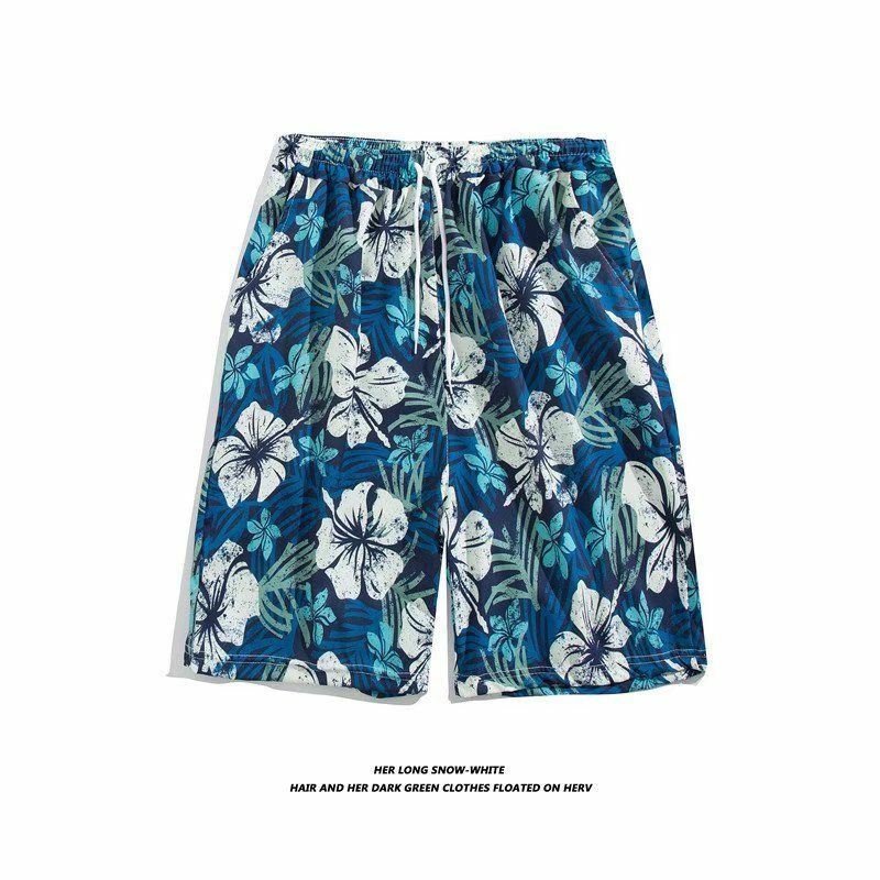 Shorts soltos para homens e mulheres, calça casual, feriado havaiano, praia, estampa de flores, vários estilos, verão