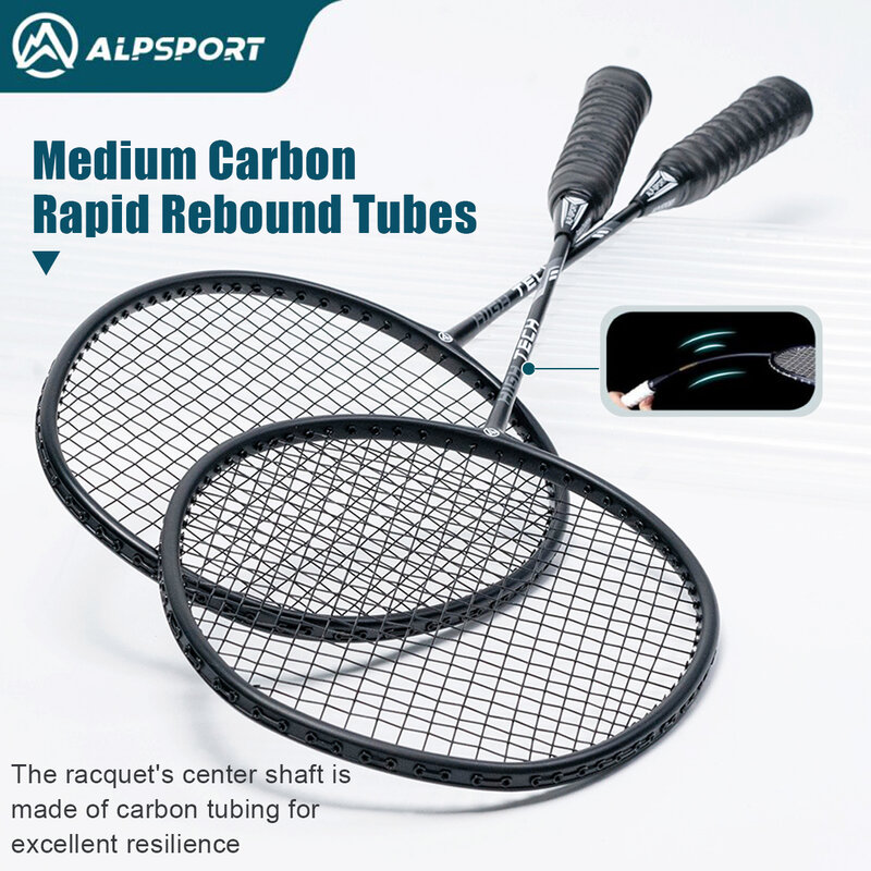 Alpsport Rr 4U Raquete de Badminton 2 unidades/lote Máximo 25lbs Original (Inclui saco e cordas) Fibra de carbono profissional + titânio Iniciantes Iniciantes Raquete Profissional Raquetes Avançadas
