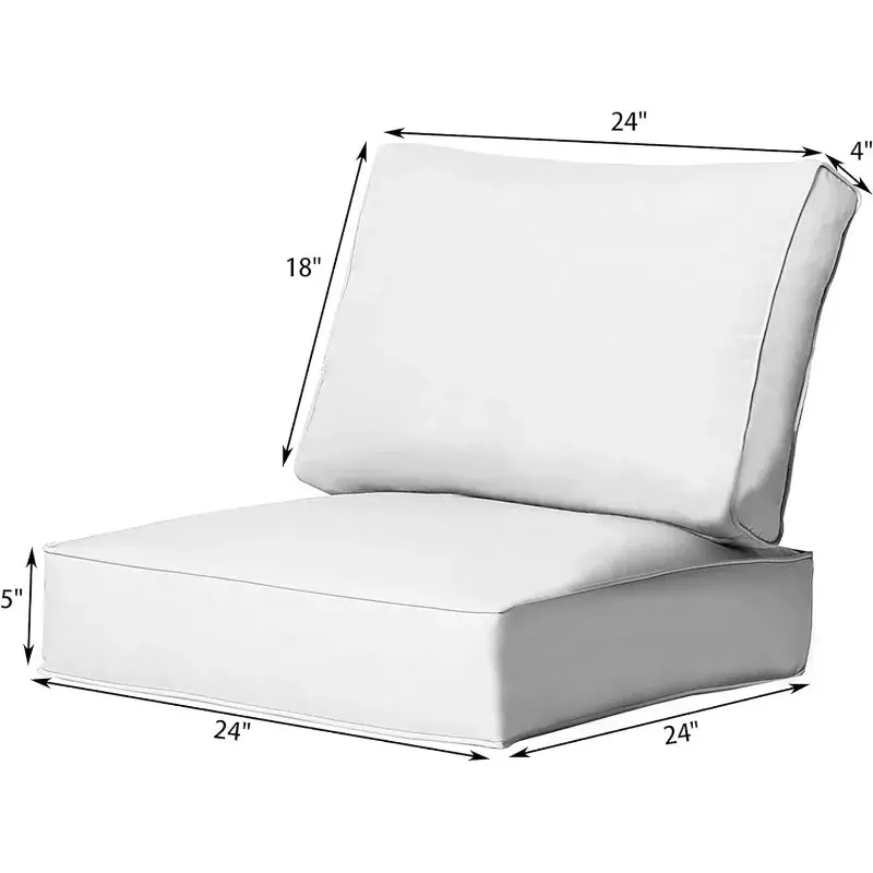 4PC Chat Outdoor Deep seat Patio 24x24 cuscini di ricambio, 4 conteggi (confezione da 1), grigio