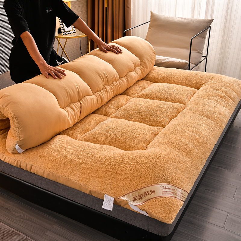 Tatami plegable de felpa para dormitorio y hogar, colchoneta de suelo, almohadilla de futón cómoda para siesta, colchón de dormir de doble uso individual grueso