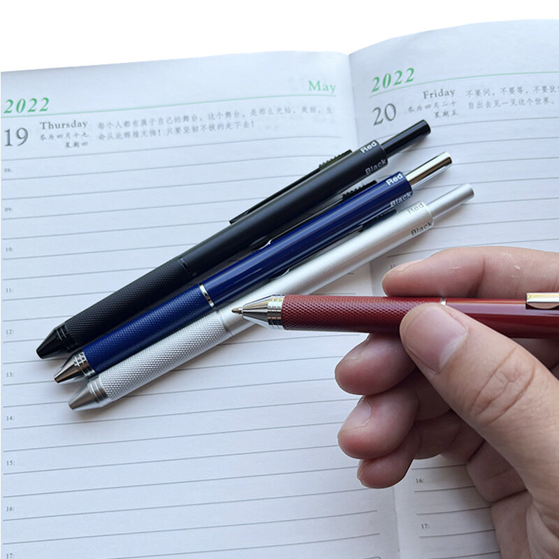 Metal multicolorido caneta 4 em 1 sensor de gravidade esferográfica caneta 3 cores caneta esferográfica e 1 lápis mecânico escritório escola papelaria gfit