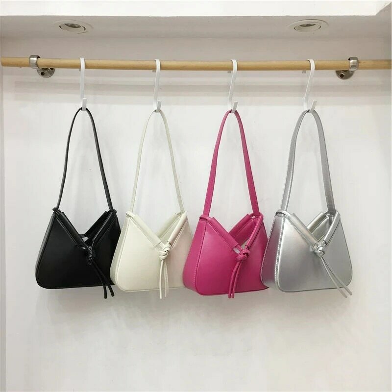 High-Grade Sense PU Leather Shoulder Bag for Women Korean Niche Design Drawstring Underarm Bag Summer Trendy Lady Handbags
