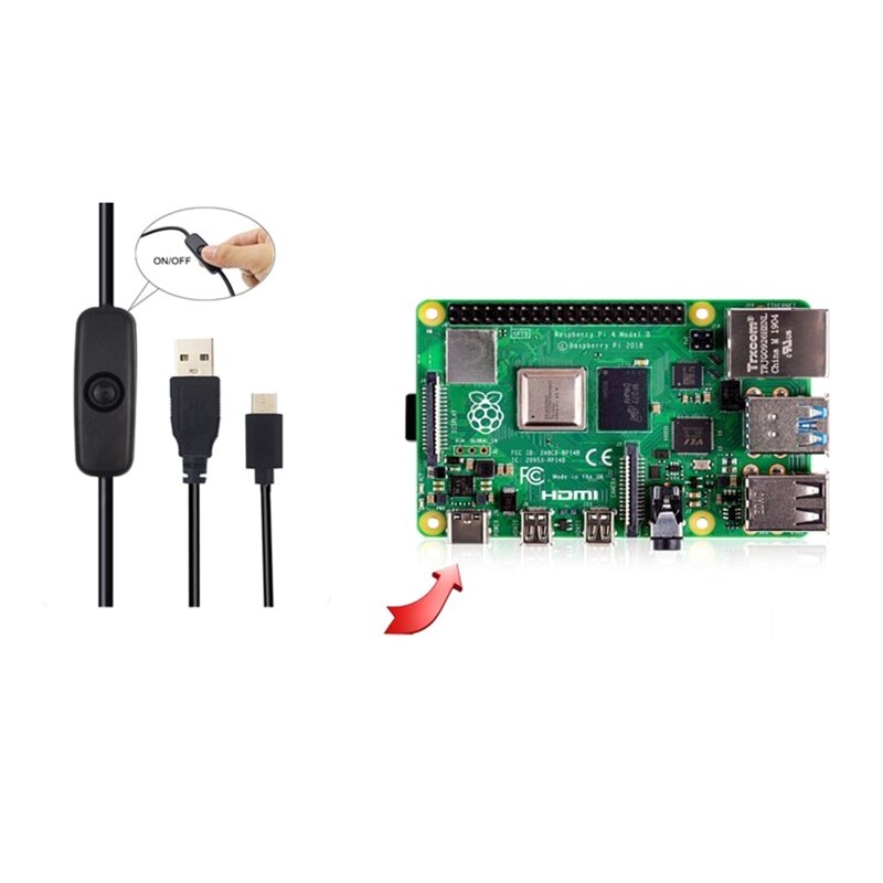 5v 3a 3000ma adaptador de alimentação usb tipo-c cabo de carregador para raspberry pi 4 4b eua/ue plug com interruptor