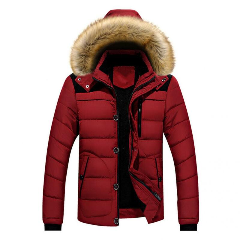 Fabuloso abrigo de plumón de invierno para hombre, chaqueta acolchada con bolsillos, chaqueta desmontable con borde de sombrero