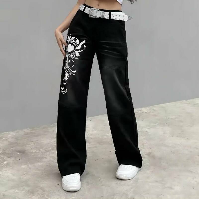 Harajuku Grunge Vintage calças cargo para mulheres, cintura baixa, estética Y2K, jeans indie indie, bolsos, moda streetwear coreana, calças retrô, novo