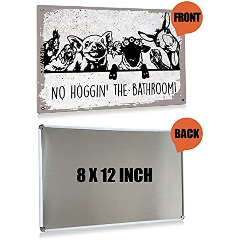 Divertente No Hoggin The Bathroom Farm Animals bagno Metal Tin Sign Wall Decor Sign per wc bagno bagno 8x12 pollici