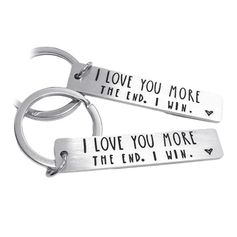 Lettering Keychain Engraved Keyrings I lOVE More The End Engraved Couple Keyring Charm for Birthday Christmas Gift