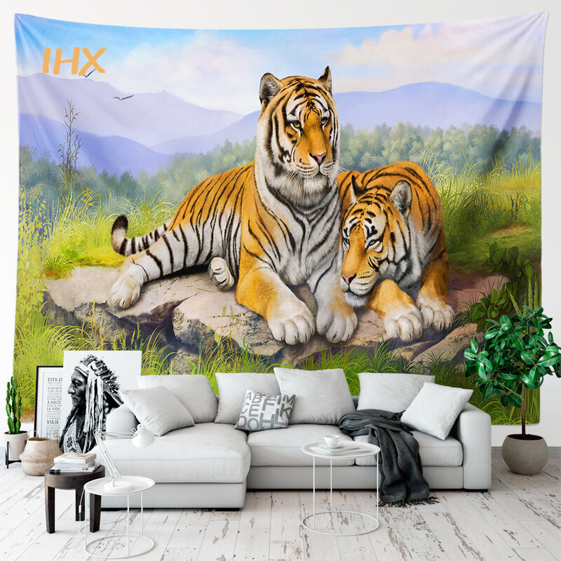 Animal tapeçaria tapeçaria decoração da sala estética hippie bohemia mandala tigre parede tapeçaria quarto fundo decoração de casa