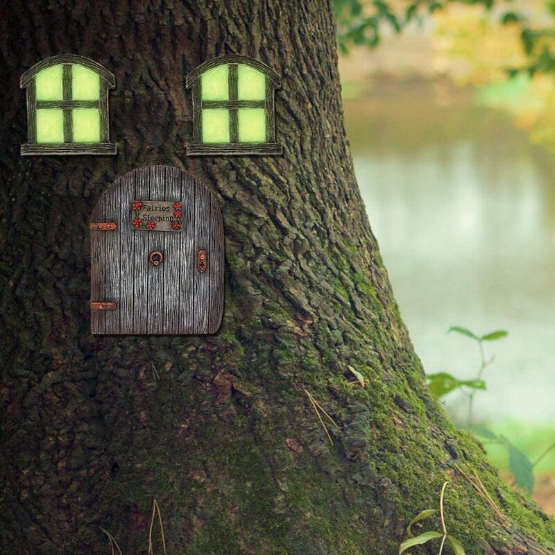 Mini Paisagem Fairy Dwarf Casa, Janelas e Portas, Adequado para Árvores, Pátio Arte, Decoração de Escultura do Jardim, Venda quente