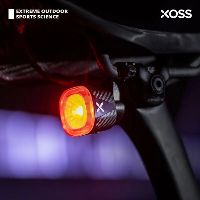 XOSS XR01 lampu belakang sepeda LED sensor rem otomatis, lampu belakang sepeda antiair isi ulang daya, aksesori sepeda XR 1