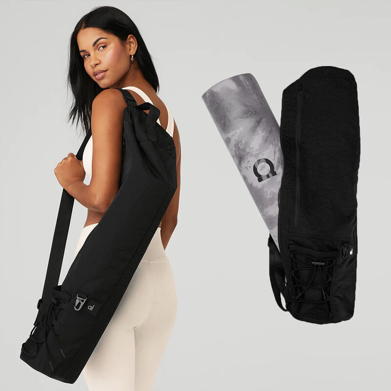AL tas matras Yoga kain Oxford tas matras Yoga tas pembawa wanita tas latihan saku besar tali lebar dapat disesuaikan