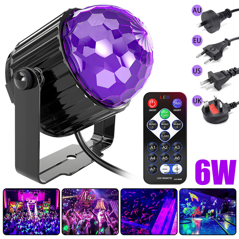 Bola mágica pequeña púrpura de 6W, luz UV USB negra para fiesta, Carnaval, KTV, ultravioleta, discoteca, bar, decoración de Halloween y Navidad
