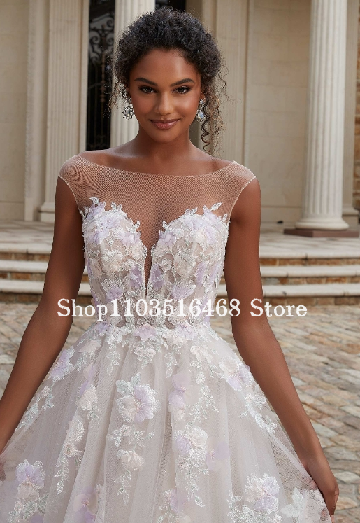 Elegant Wedding Dresses 2024 Round Neck Appliqué Embroidered Veil Bohemian Style Customised Bridal Gowns vestidos de novia