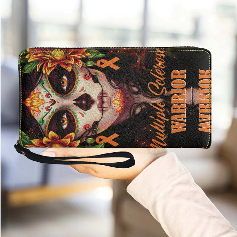 여성용 고딕 지갑, Catrina Calavera Sugar Skull, 여성용 지갑, 지퍼, 긴 카드홀더, 멕시코 미술 동전 케이스, 2023