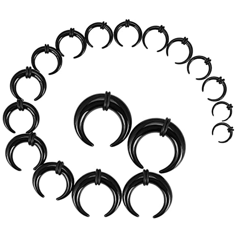 WKOUD-Juego de tapones para el tabique, expansores de oreja de Búfalo en forma de C, anillos expansores de estiramiento para nariz y Oreja, 18 piezas