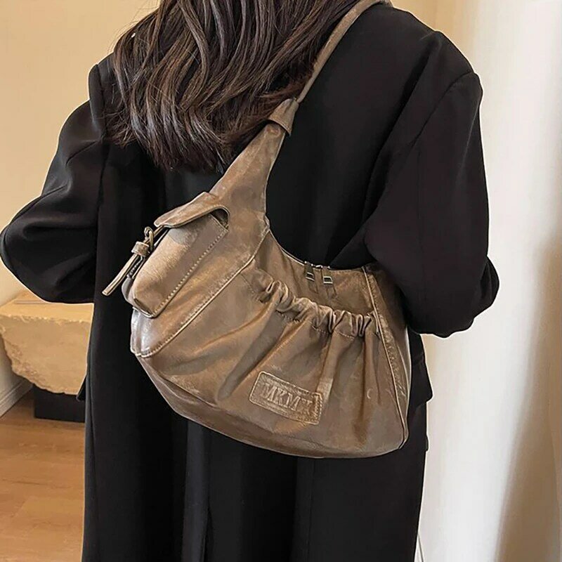 HAEX-Sacolas vintage para mulheres, designer de moda, fazer axilas velhas Maillard, bolsa de ombro, senhoras diárias, bolsa de deslocamento, 2024