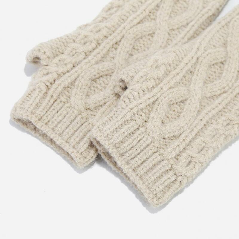 Conjunto de guantes y bufanda para mujer, gorro de bola de felpa de Color sólido, medio dedo, conjunto de bufanda larga, otoño e invierno, 3 piezas por juego
