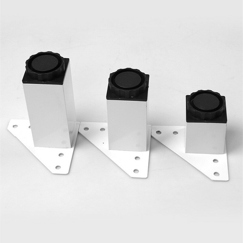 Pies cuadrados ajustables para muebles de baño, pies de aleación de aluminio, color blanco y negro, 1 piezas