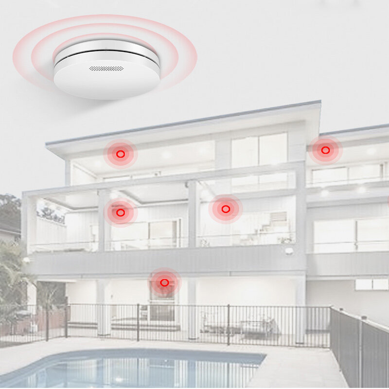 Graffiti Household Smart Wireless Smoke Sensor APP Tuya WiFi Detection Audible and Visual Fire Detector Intelligent Sound Light