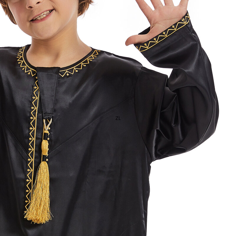 Ramadan Eid Muslim Kids Robe Islamic Arabic Children Long Sleeve Dress Jubba Thobe Abaya Dubai Saudi Boys Clothing Turkey Caftan